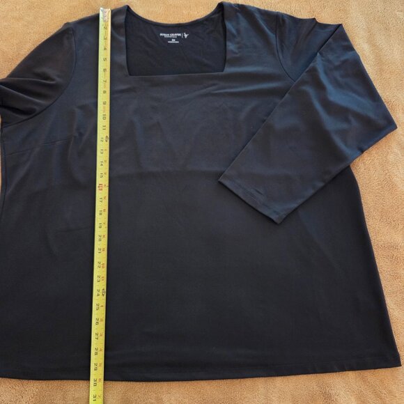 Susan Graver Essentials Liquid Knit Pullover Tunic Top Size 3X Square Neck Black - Picture 8 of 8